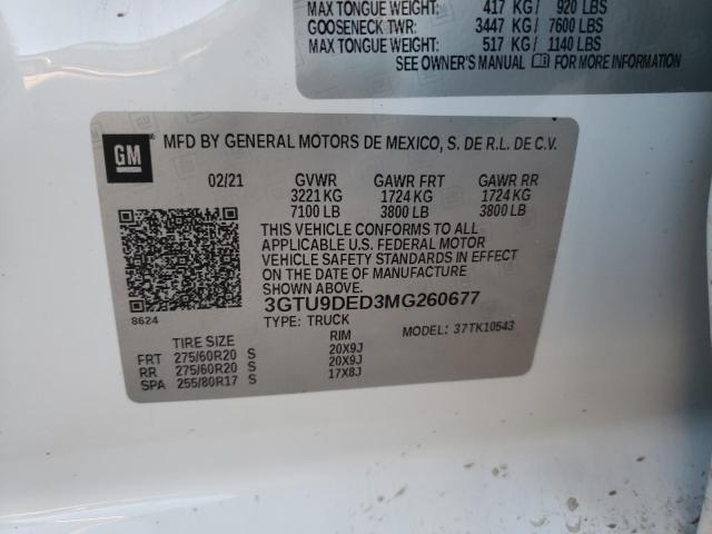3GTU9DED3MG260677 GMC Sierra K1500 Slt
