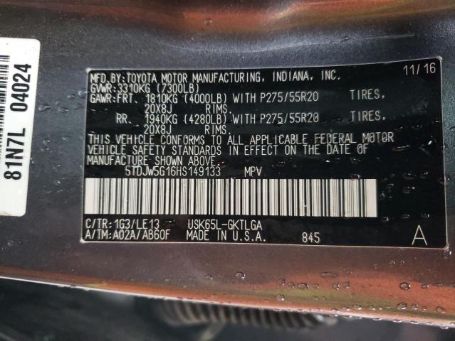 2017 TOYOTA SEQUOIA LI 5TDJW5G16HS149133