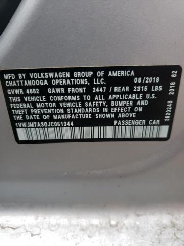 2018 VOLKSWAGEN PASSAT GT 1VWJM7A30JC051344