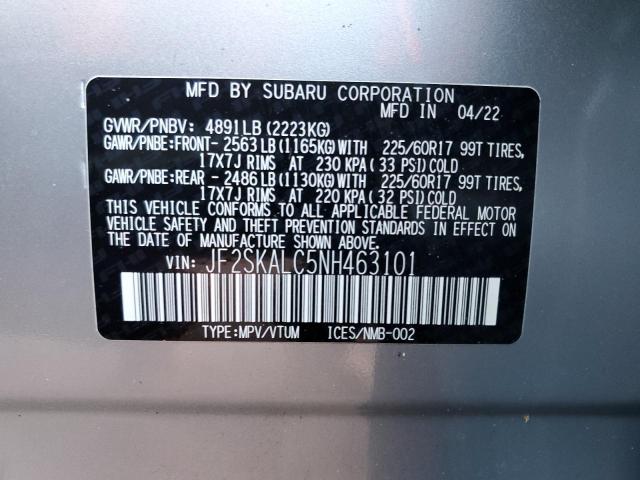 2022 SUBARU FORESTER W JF2SKALC5NH463101