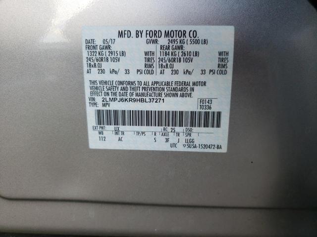 2017 LINCOLN MKX SELECT 2LMPJ6KR9HBL37271