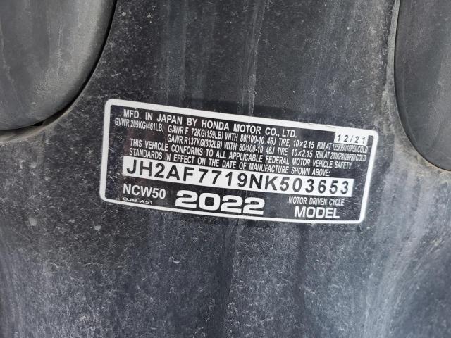 2022 HONDA NCW50 JH2AF7719NK503653