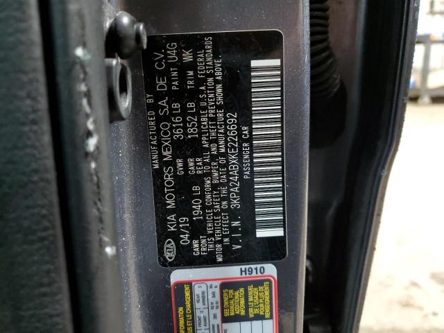 3KPA24ABXKE226692 KIA RIO S