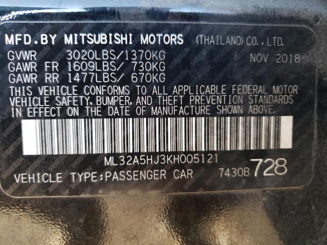 2019 MITSUBISHI MIRAGE LE ML32A5HJ3KH005121