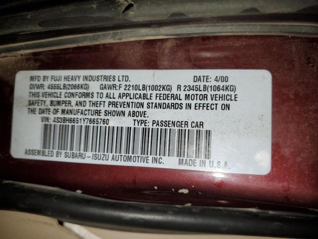 4S3BH6651Y7665760 Subaru Legacy Outback