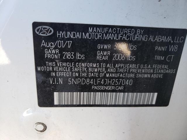 5NPD84LF4JH257040 Hyundai ELANTRA SEL