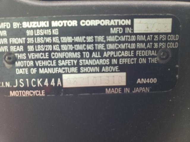 2008 SUZUKI AN400 JS1CK44A982101310