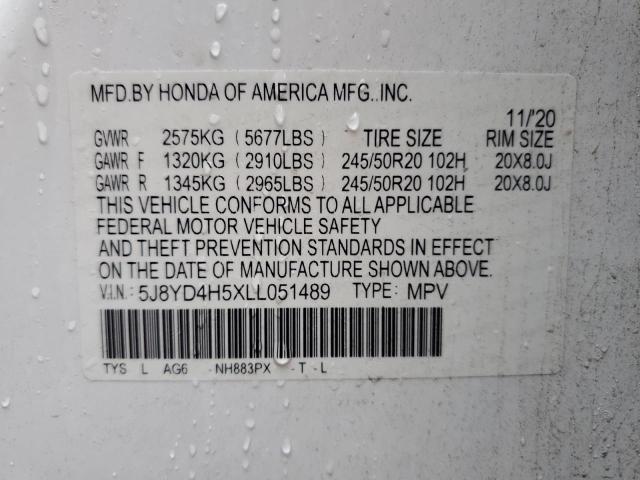 2020 ACURA MDX TECHNO - 5J8YD4H5XLL051489