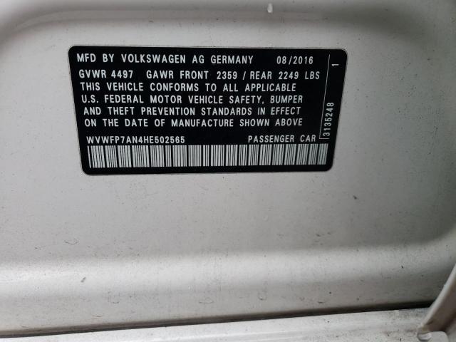 2017 VOLKSWAGEN CC R-LINE WVWFP7AN4HE502565