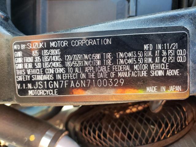 2022 SUZUKI GSX-R600 - JS1GN7FA6N7100329