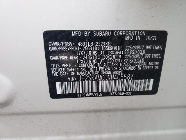 2022 SUBARU FORESTER W JF2SKAMC0NH405587