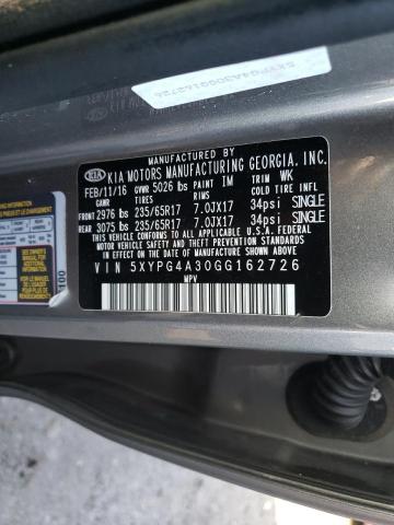5XYPG4A30GG162726 KIA SORENTO LX