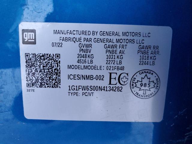 2022 CHEVROLET BOLT EV 1L 1G1FW6S00N4134282