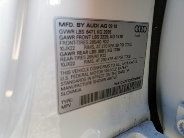 2019 AUDI Q8 PRESTIG WA1CVAF13KD008457