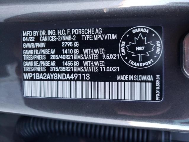 2022 PORSCHE CAYENNE CO WP1BA2AY8NDA49113