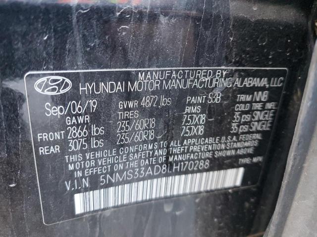 VIN 5NMS33AD8LH170288 2020 HYUNDAI SANTA FE no.13