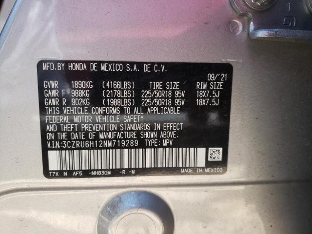 2022 HONDA HRV SPORT 3CZRU6H12NM719289