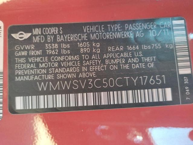 WMWSV3C50CTY17651 Mini Cooper
