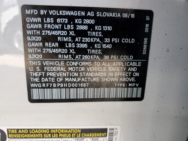 2017 VOLKSWAGEN TOUAREG WO WVGRF7BP9HD001687