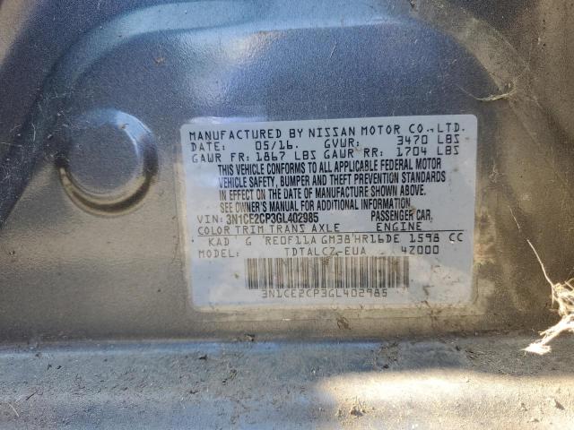 3N1CE2CP3GL402985 Nissan Versa Note S