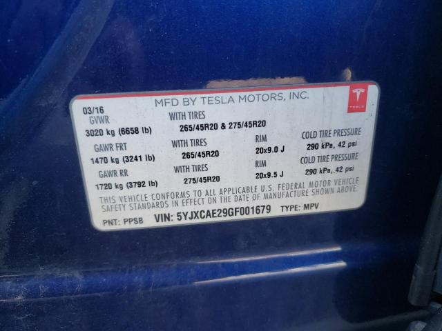 5YJXCAE29GF001679 Tesla MODEL X