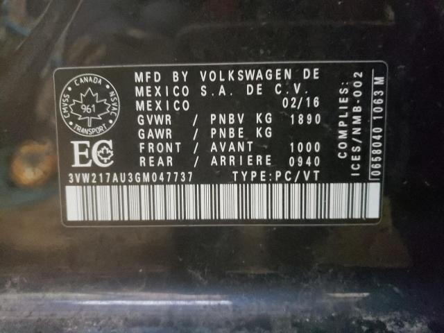 2016 VOLKSWAGEN GOLF S/SE - 3VW217AU3GM047737