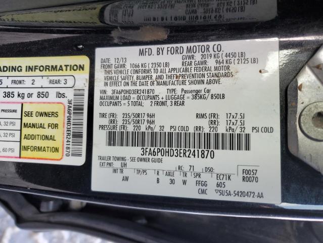 3FA6P0HD3ER241870 | 2014 FORD FUSION SE