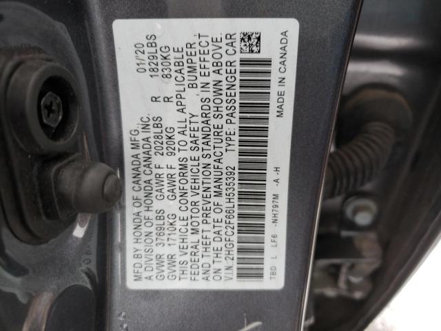 2HGFC2F66LH535392 | 2020 HONDA CIVIC LX