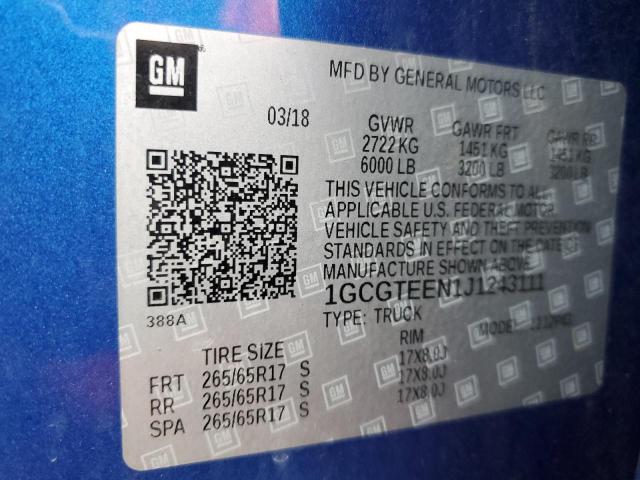 2018 CHEVROLET COLORADO Z - 1GCGTEEN1J1243111