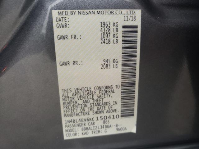 2019 NISSAN ALTIMA SL - 1N4BL4EV6KC150410