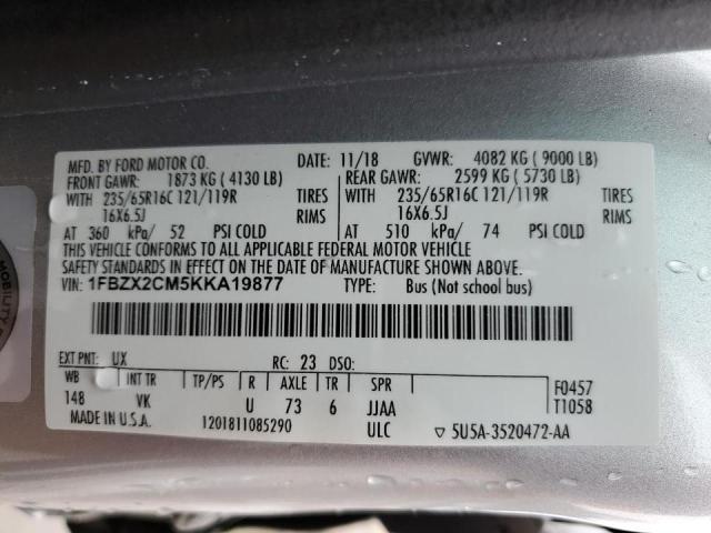 2019 FORD TRANSIT T- - 1FBZX2CM5KKA19877