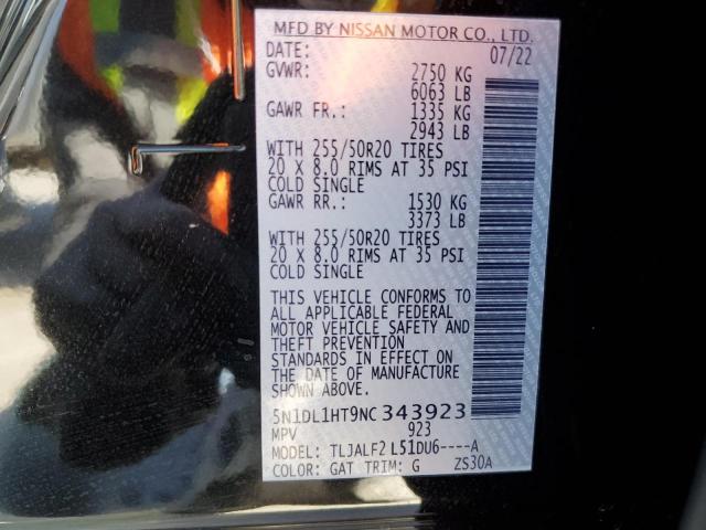 2022 INFINITI QX60 AUTOG 5N1DL1HT9NC343923
