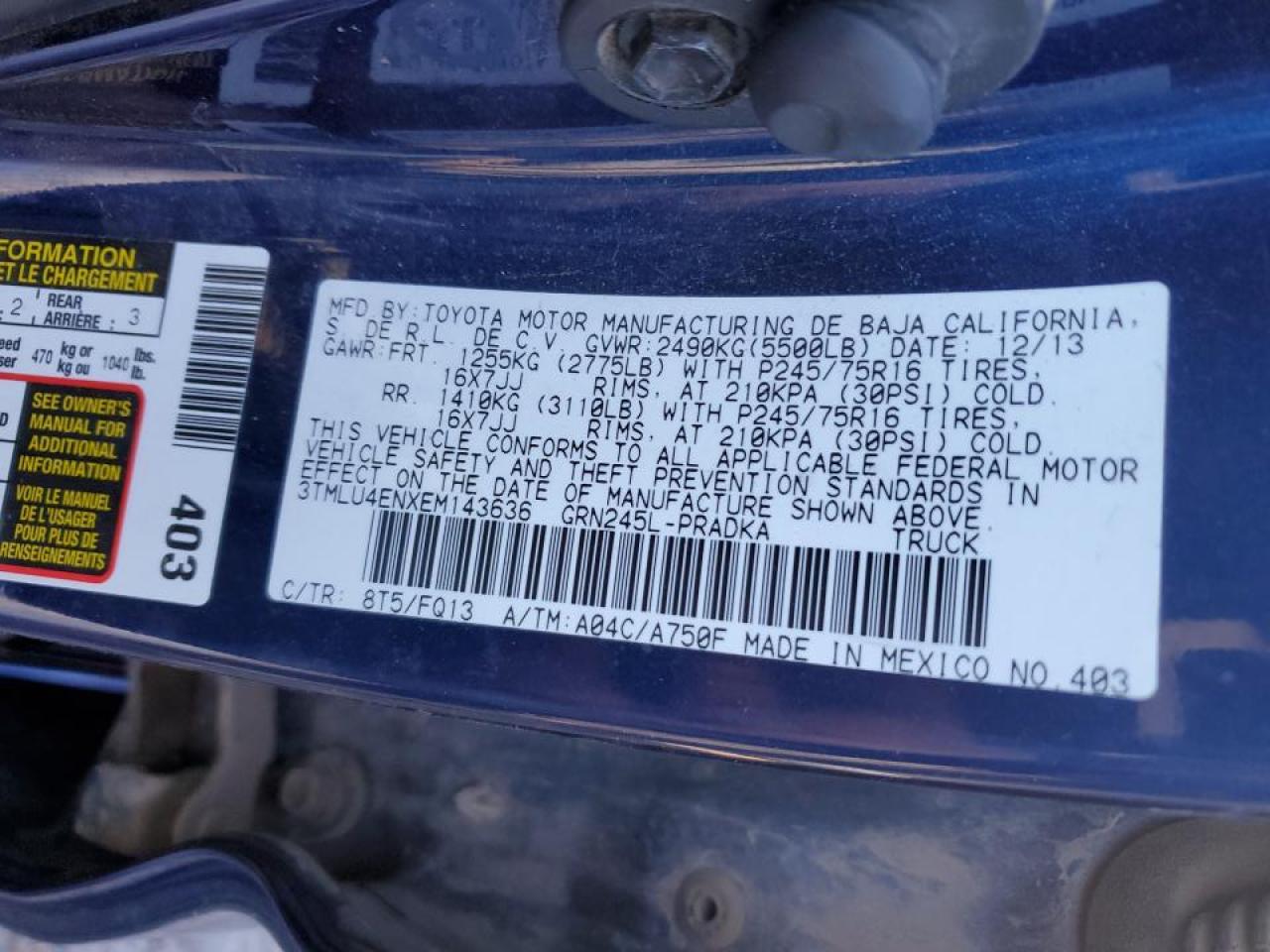 3TMLU4ENXEM143636 2014 Toyota Tacoma Double Cab