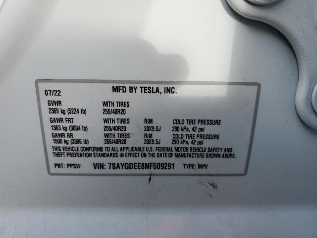 7SAYGDEE8NF509291 Tesla Model Y