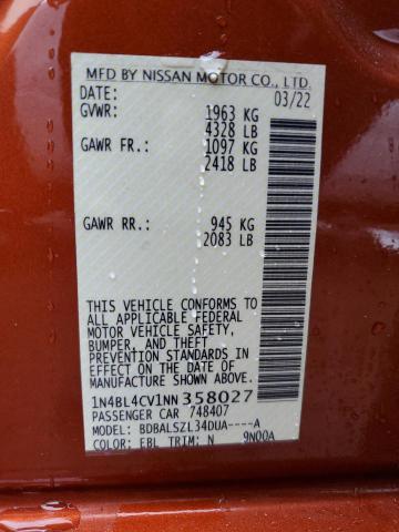 1N4BL4CV1NN358027 Nissan ALTIMA SR