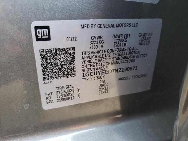2022 CHEVROLET SILVERADO - 1GCUYEED7NZ190871