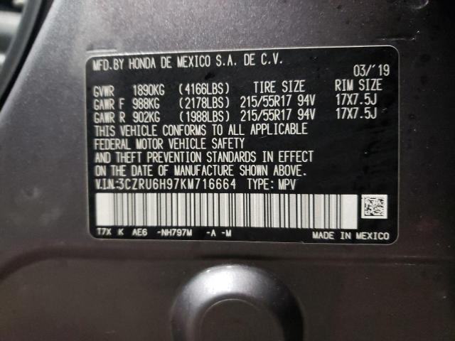 2019 HONDA HR-V TOURI 3CZRU6H97KM716664