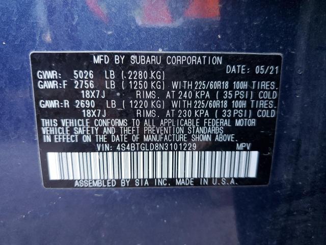 2022 SUBARU OUTBACK ON 4S4BTGLD8N3101229