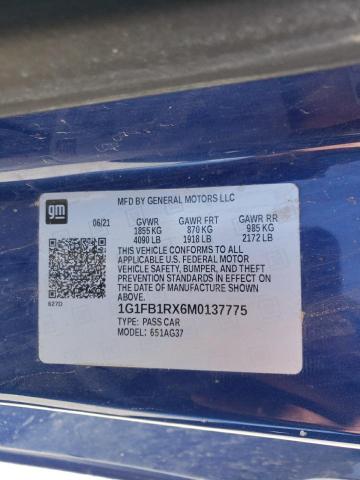 2021 CHEVROLET CAMARO LS - 1G1FB1RX6M0137775