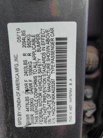 1HGCV2F90KA025267 Honda Accord TOU 10