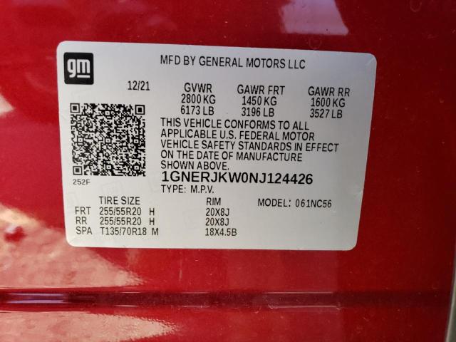 2022 CHEVROLET TRAVERSE R 1GNERJKW0NJ124426