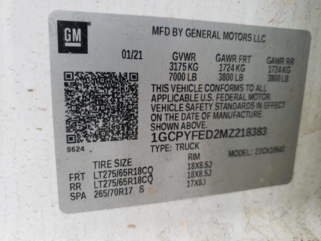 2021 CHEVROLET C2500 - 1GCPYFED2MZ218383