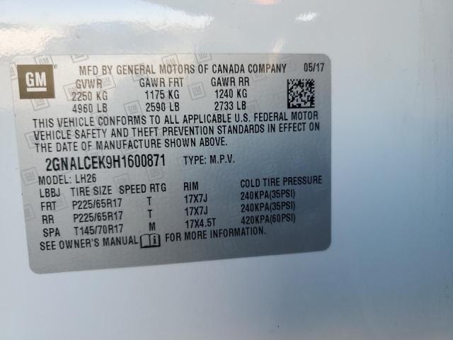 2017 CHEVROLET EQUINOX LT - 2GNALCEK9H1600871