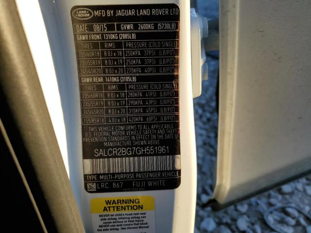 2016 LAND ROVER DISCOVERY - SALCR2BG7GH551961