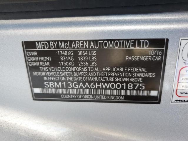 2017 MCLAREN AUTOMOTIVE 570GT SBM13GAA6HW001875
