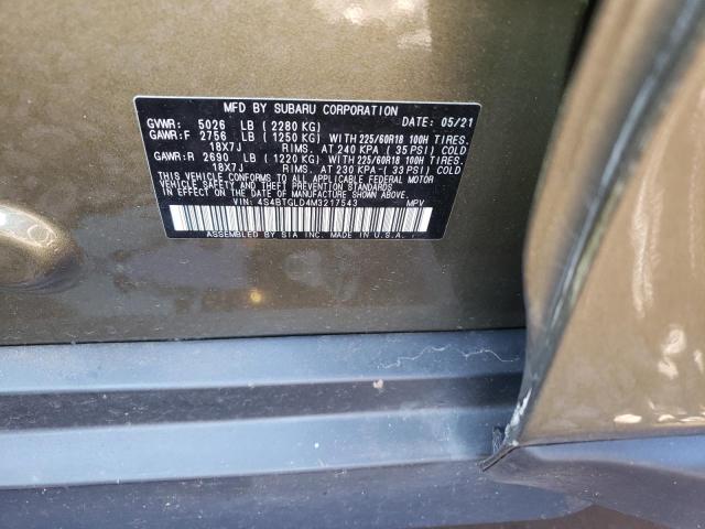 2021 SUBARU OUTBACK ON 4S4BTGLD4M3217543