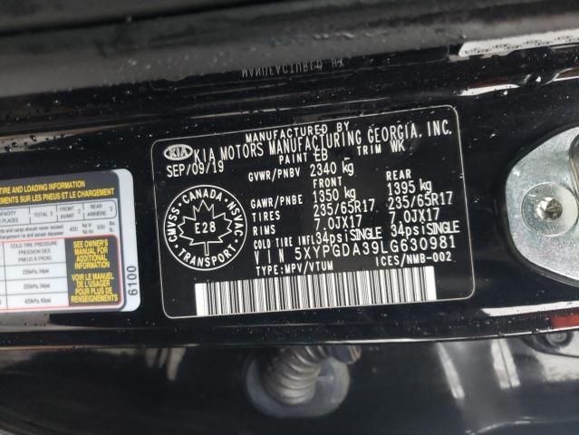 2020 Kia Sorento L VIN: 5XYPGDA39LG630981 Lot: 70888132