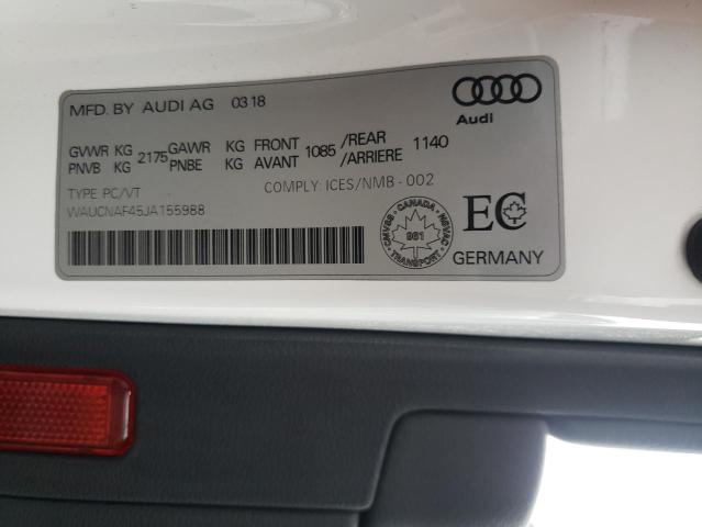 2018 AUDI A4 TECHNIK WAUCNAF45JA155988