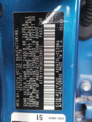 2019 TOYOTA CAMRY L - 4T1B11HK3KU228972