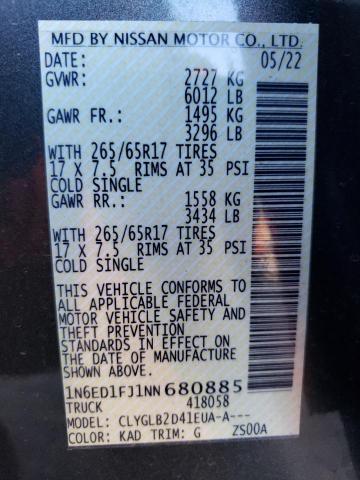 1N6ED1FJ1NN680885 Nissan Frontier Sv